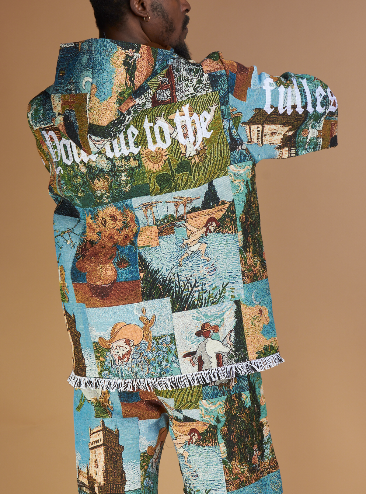 Majestik Hoodie - Masterpiece Jacquard Members - Beige And Blue - TH2453