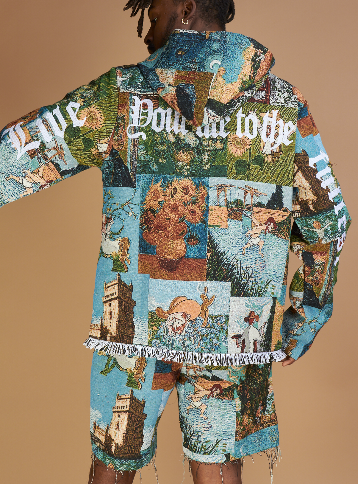 Majestik Hoodie - Masterpiece Jacquard Members - Beige And Blue - TH2453