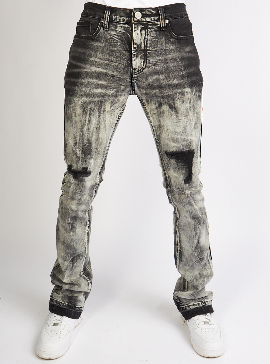 Politics Flare Stacked Jeans - Barlow - Black Stampede - 505