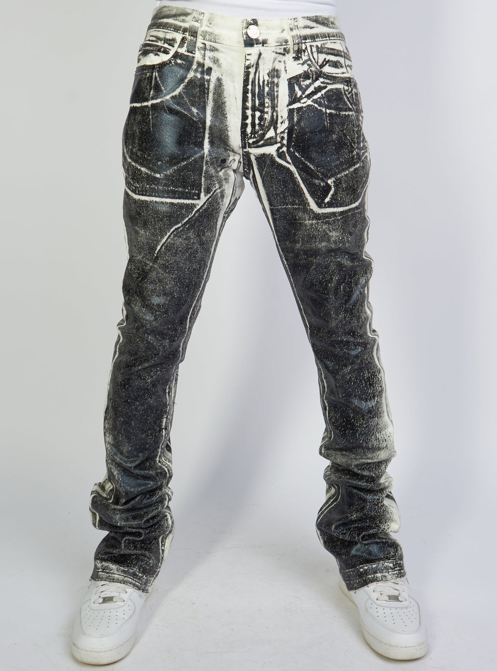 Politics Metallic Jeans Black Stacked - Printed Denim Cobray502