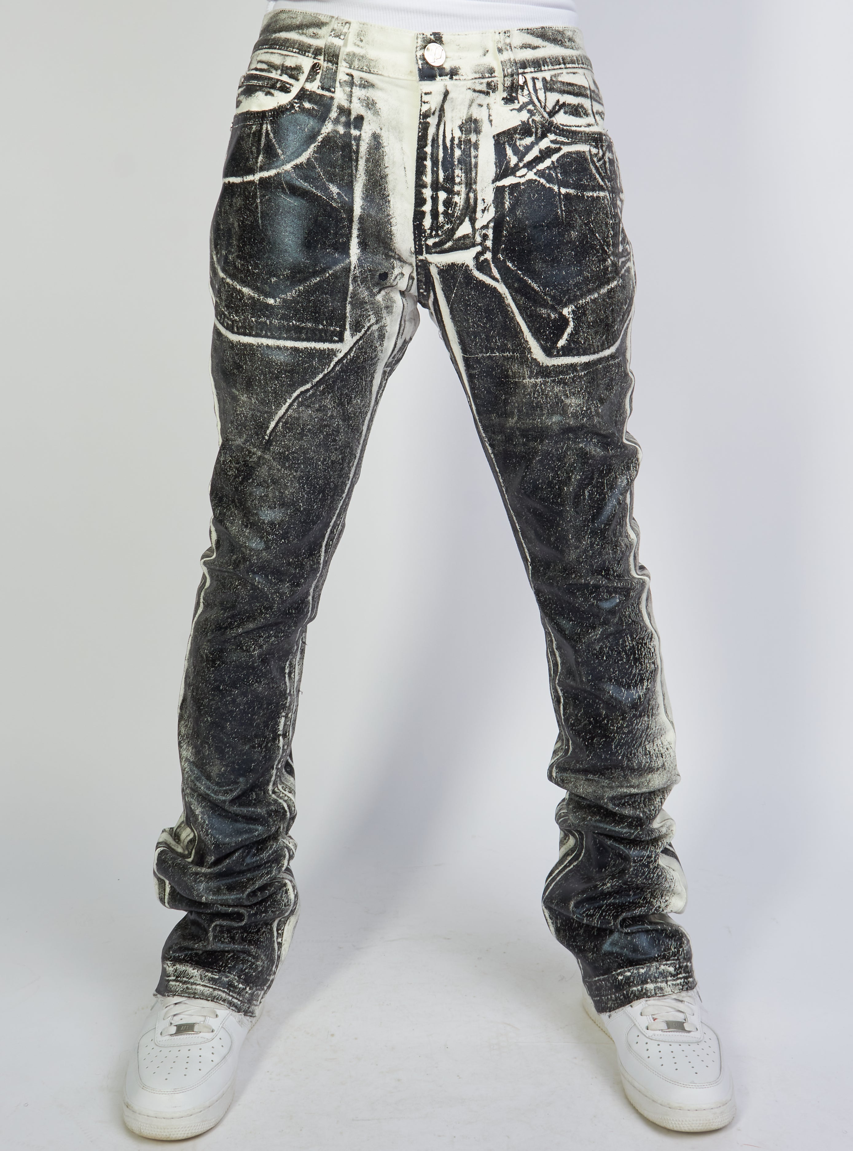 Politics Metallic Jeans Black Stacked - Printed Denim Cobray502