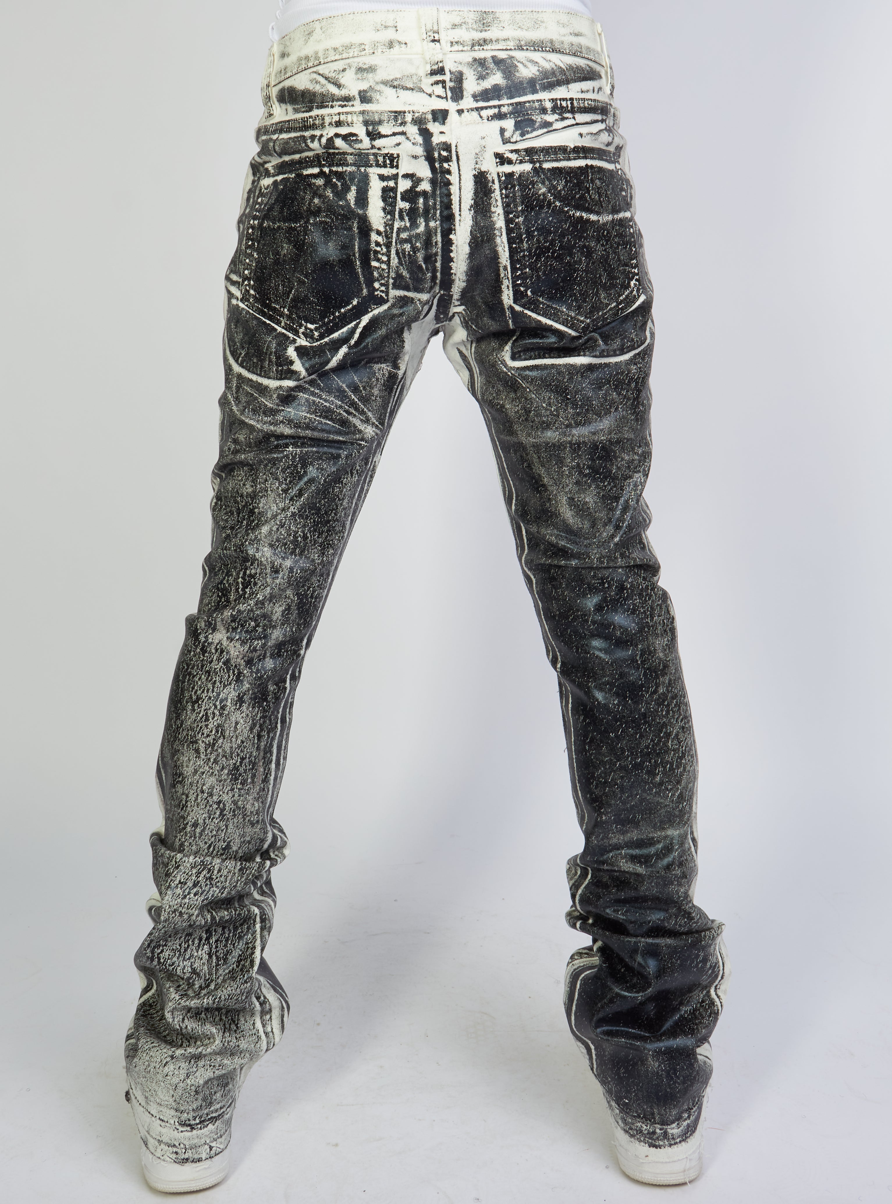 Politics Metallic Jeans Black Stacked - Printed Denim Cobray502