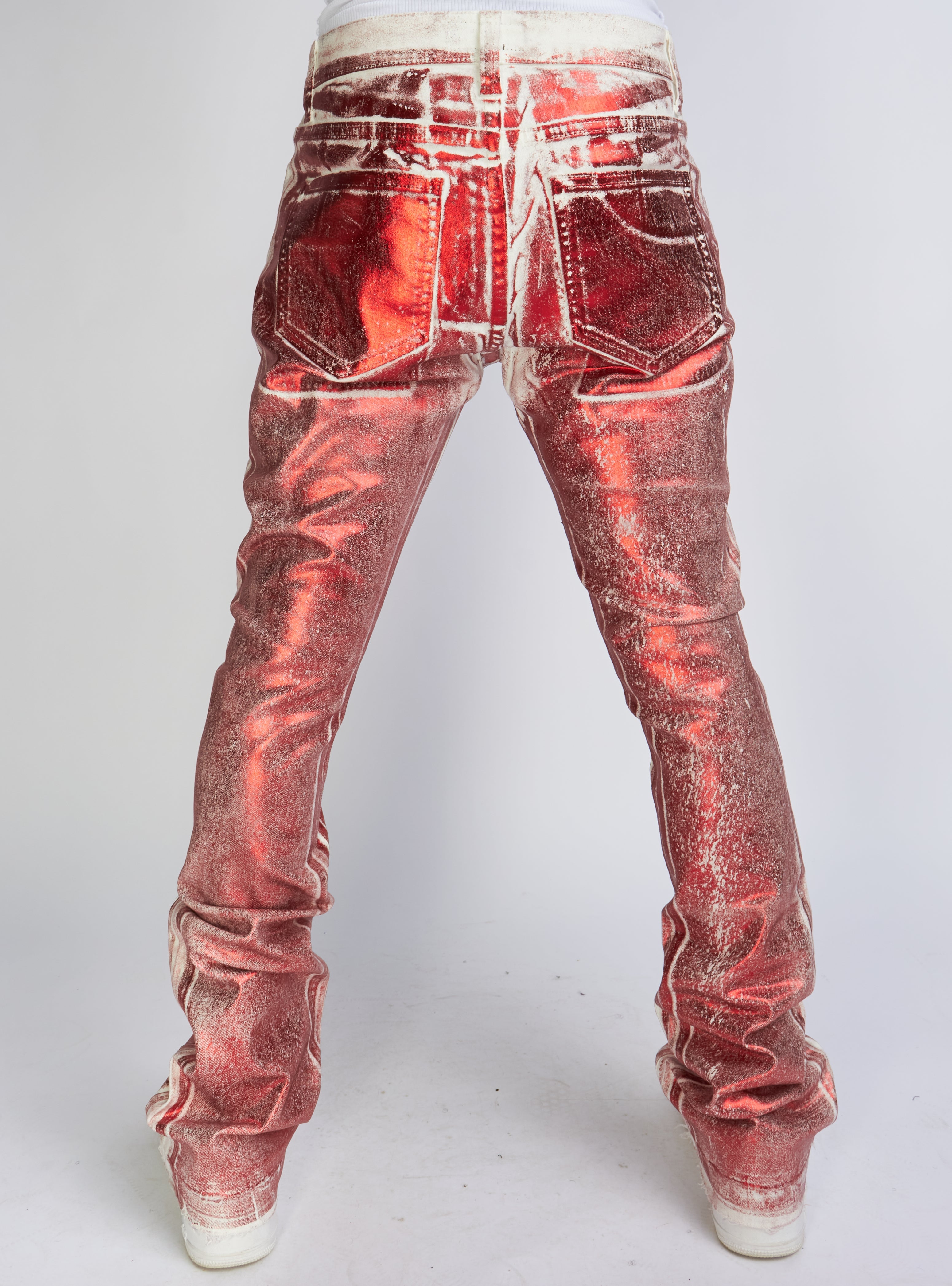 Politics Metallic Jeans Red Stacked - Denim Cobray503