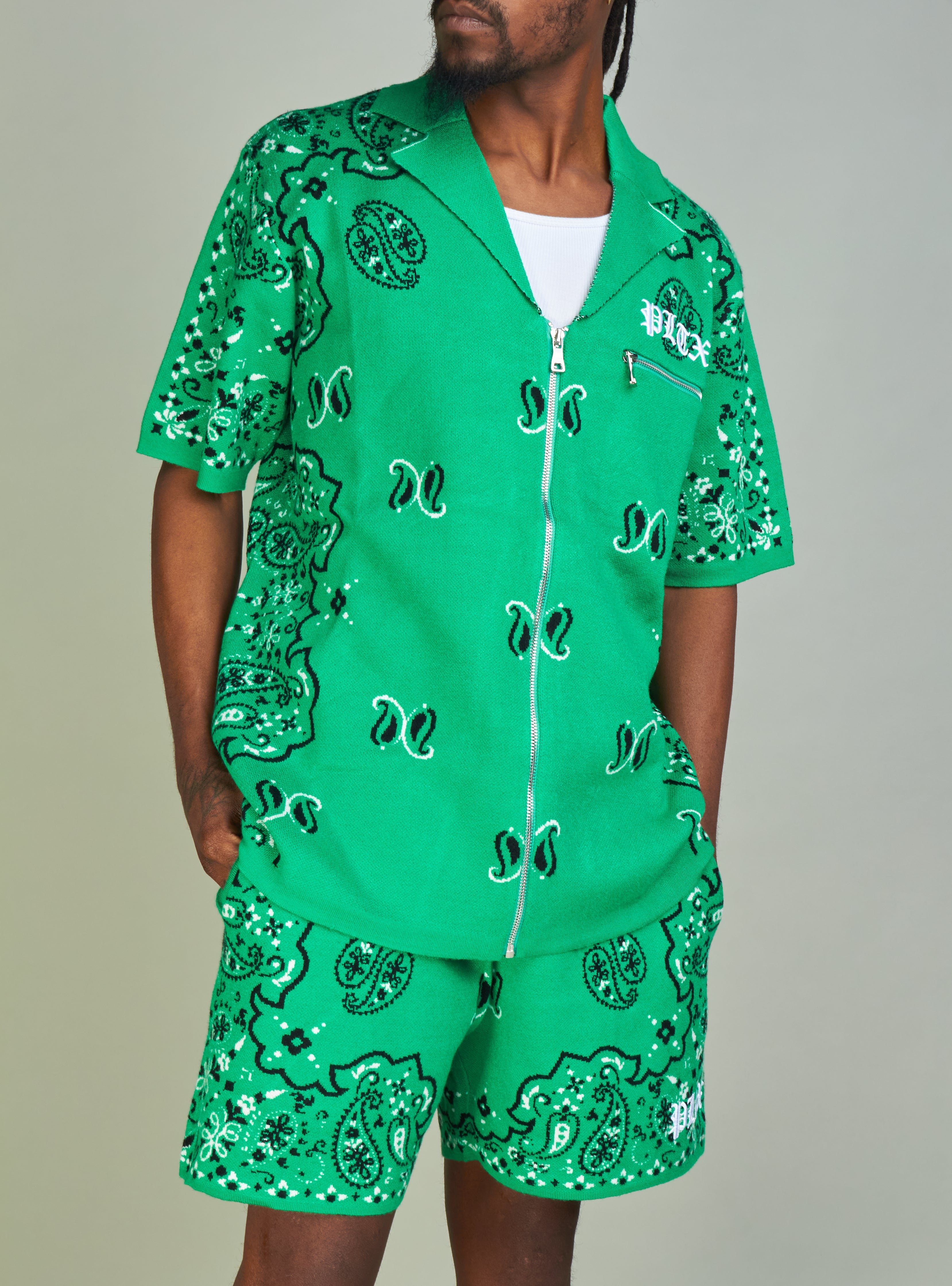 Politics Short Set - Paisley - Green - 644