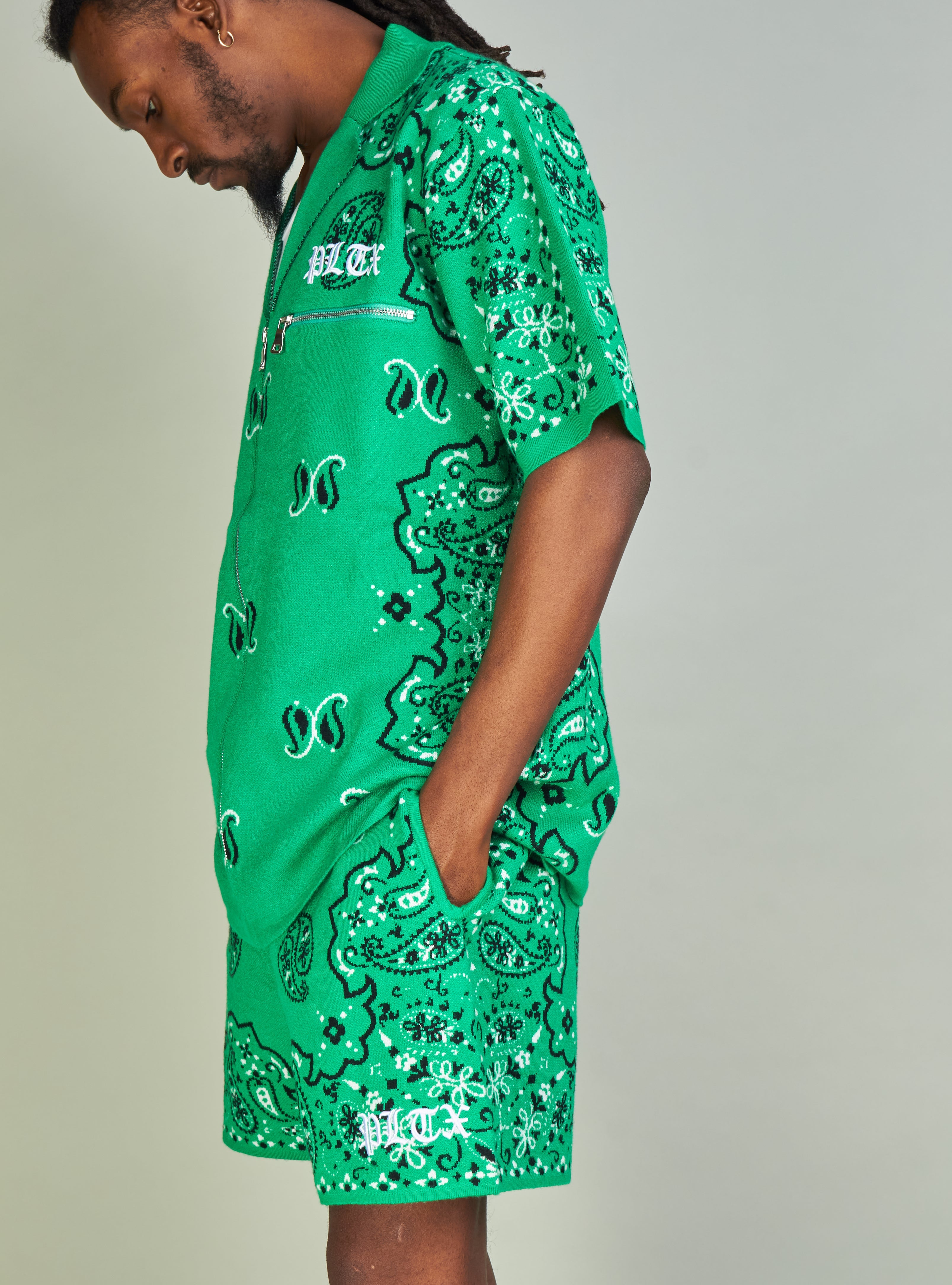 Politics Short Set - Paisley - Green - 644