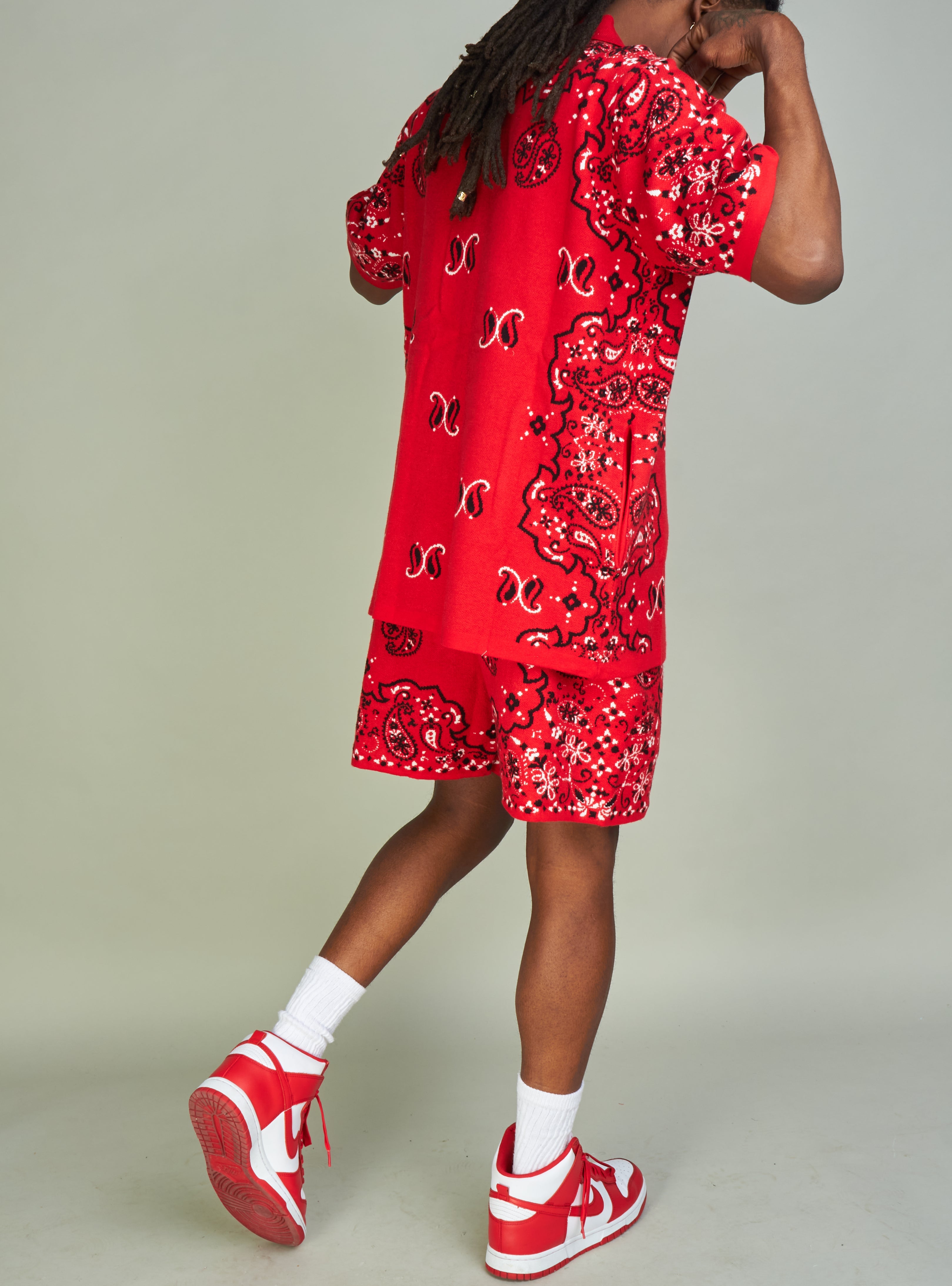 Politics Short Set - Paisley - Red - 641