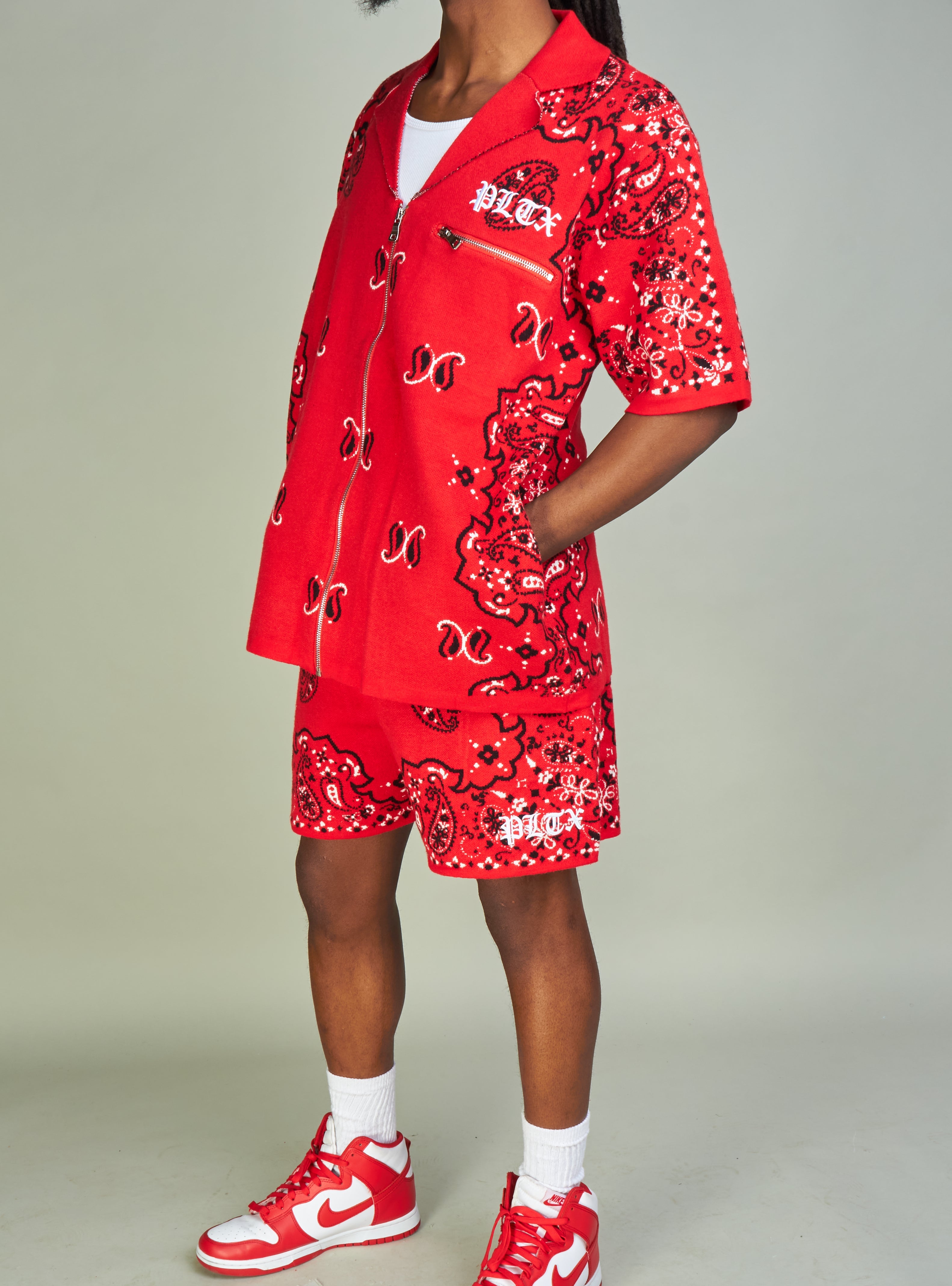 Politics Short Set - Paisley - Red - 641