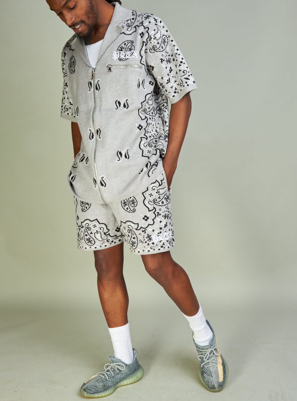 Politics Short Set - Paisley - Grey - 643