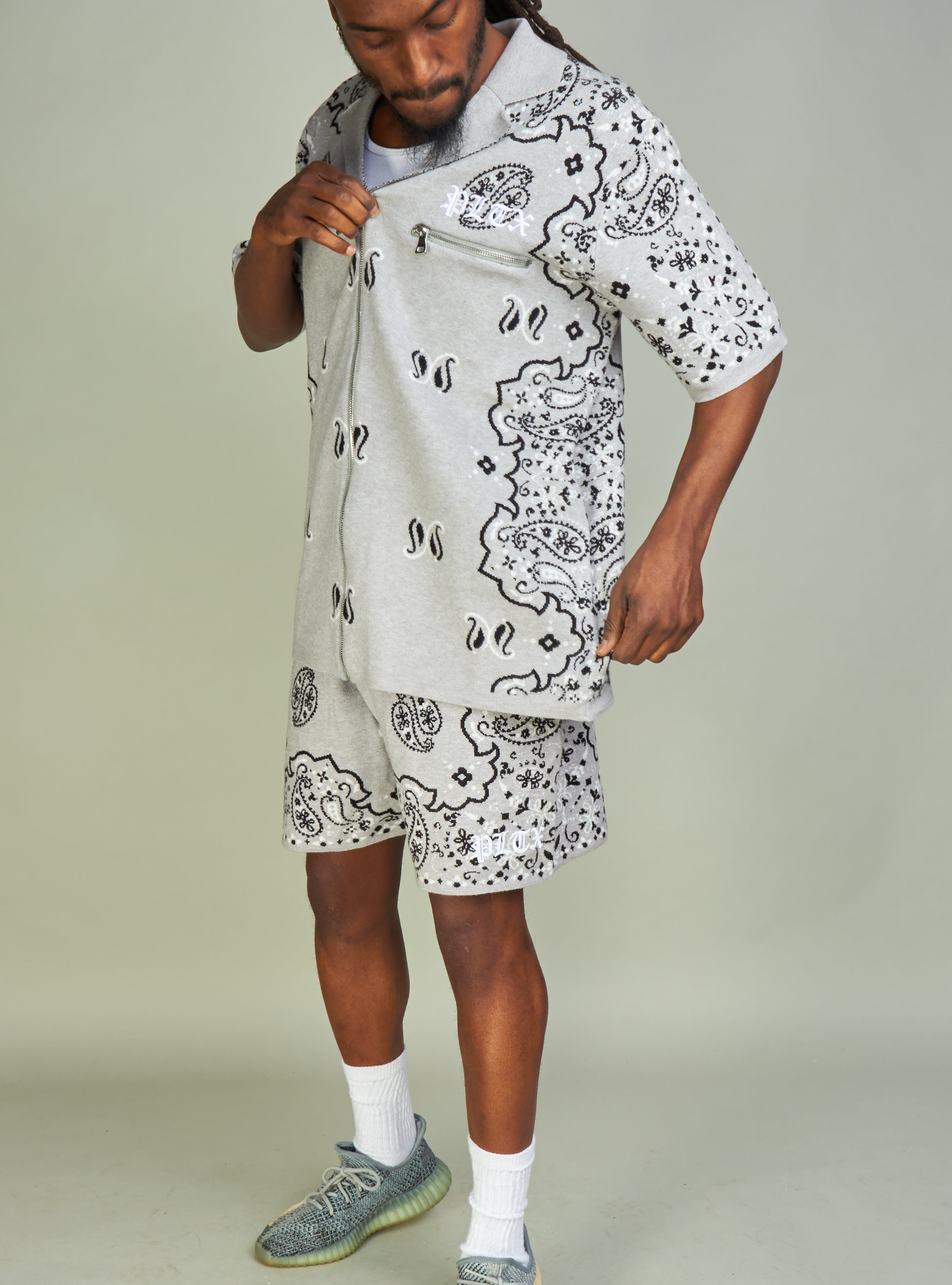 Politics Short Set - Paisley - Grey - 643