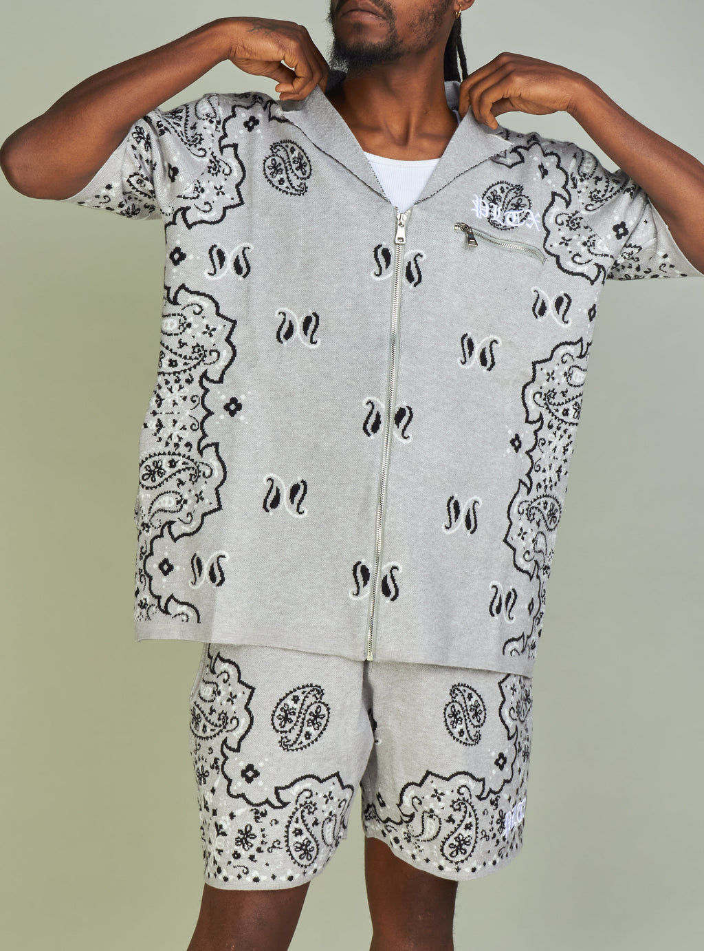 Politics Short Set - Paisley - Grey - 643