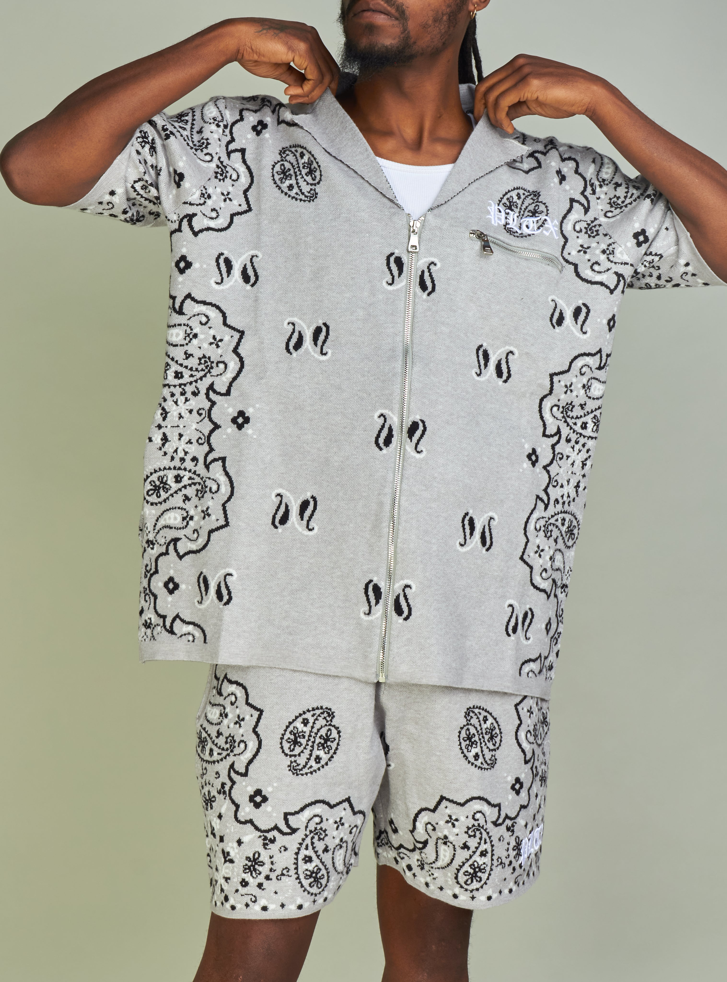 Politics Short Set - Paisley - Grey - 643