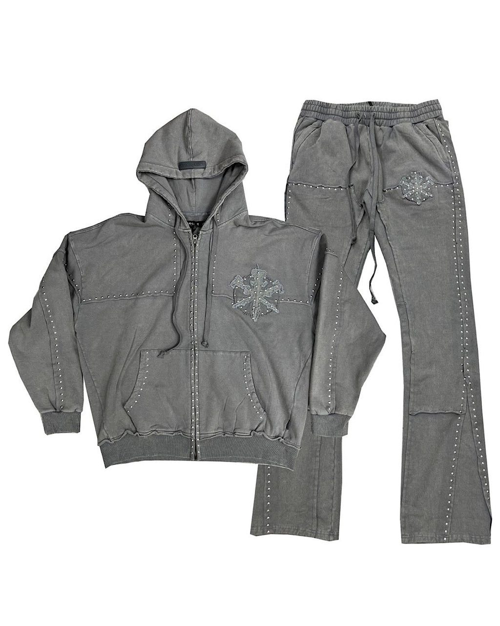 Hudson Sweatsuit - Studded Fleece - Grey - 585