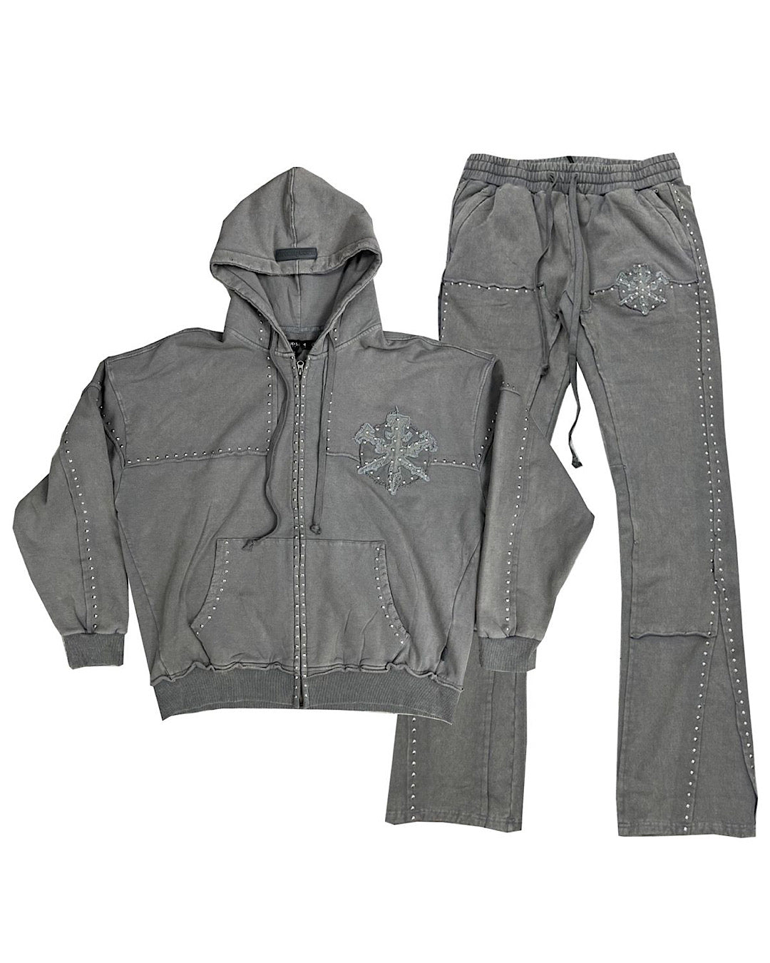 Hudson Sweatsuit - Studded Fleece - Grey - 585