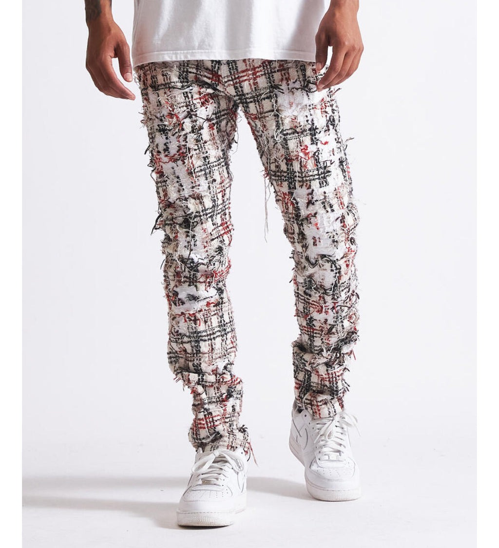 Embellish Jeans - Spiegel Boro - White With Black And Red - embhol23-032