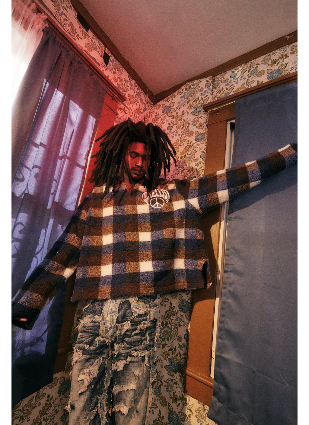 Embellish Jacket - Peace Fleece - Blue - embhol23-044