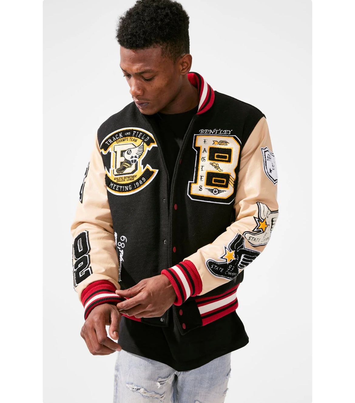 Jordan Craig Jacket - Bentley Varsity - Black - 91607