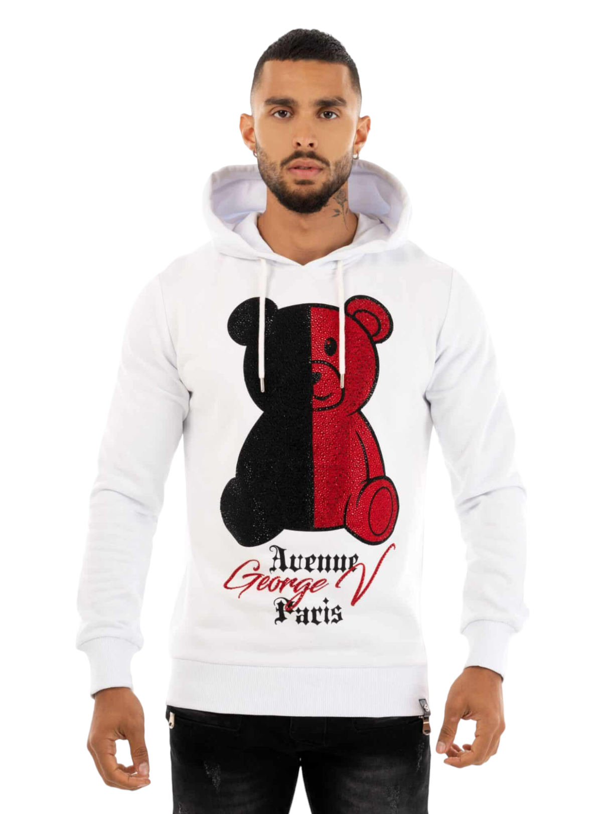 George V Hoodie - Split - White And Red - GV2422