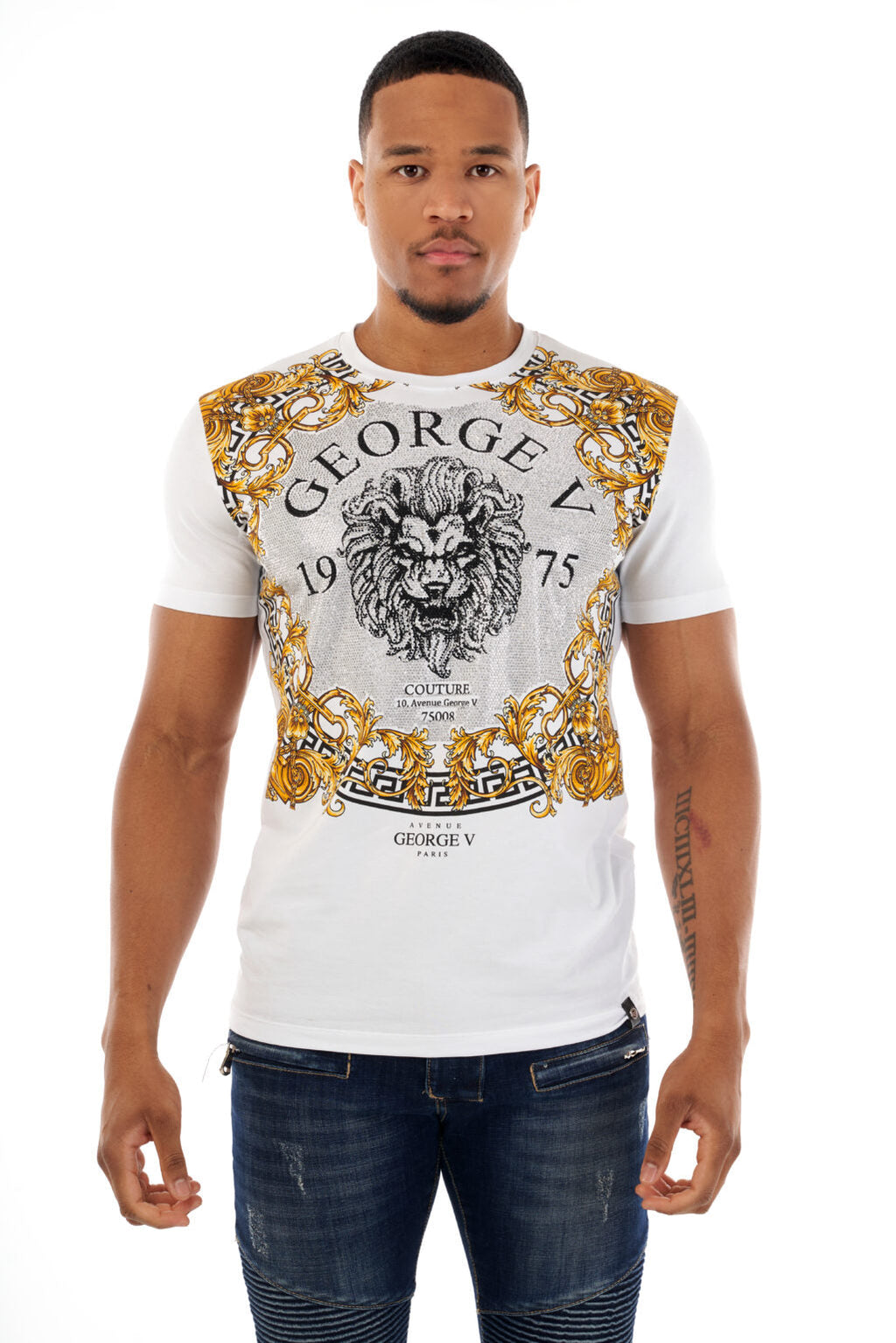 George V T-Shirt - GV BAROQUE LION - White - GV2502