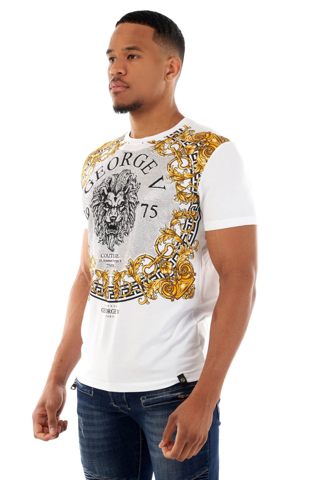 George V T-Shirt - GV BAROQUE LION - White - GV2502