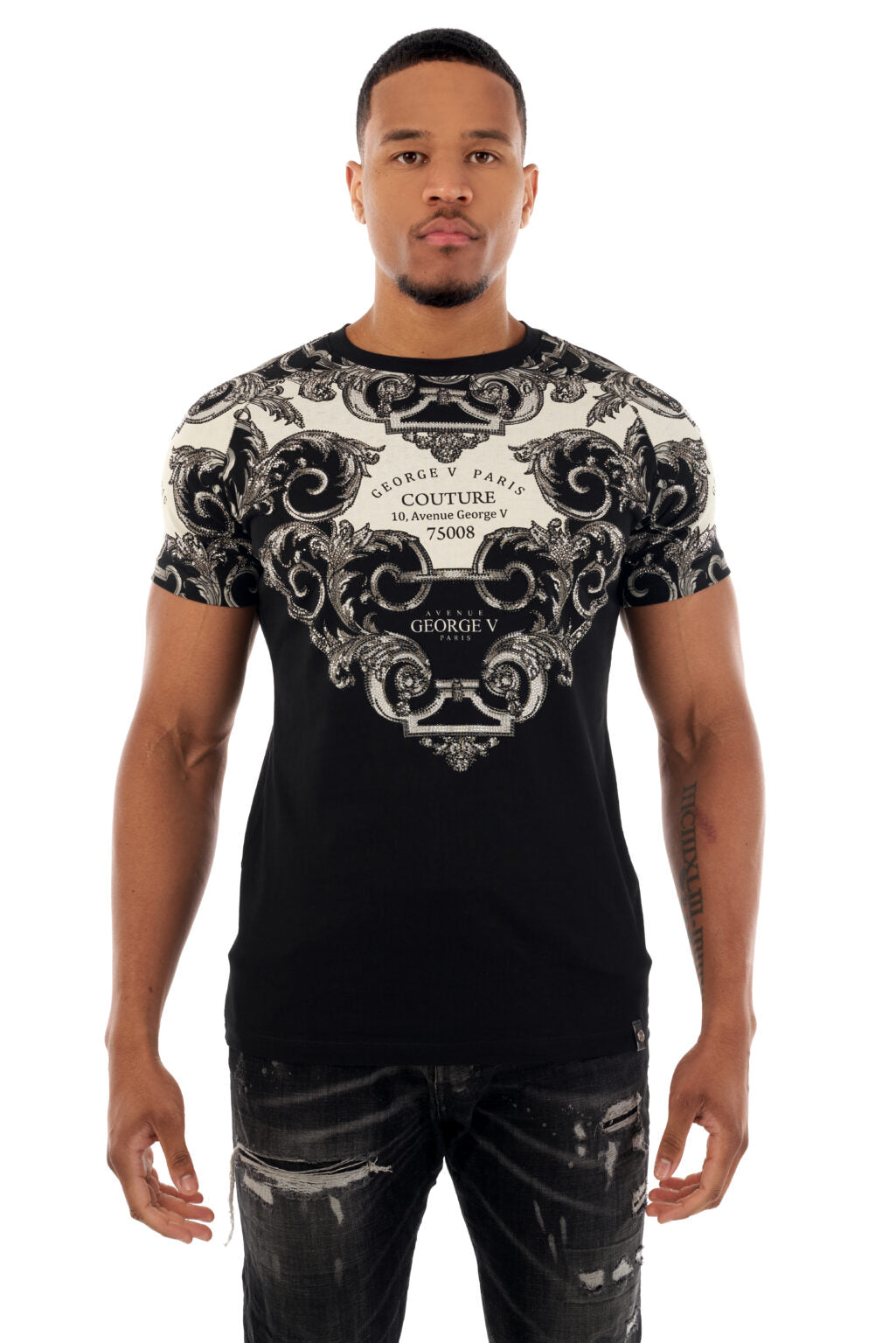 George V T-Shirt - GV BAROQUE - BLACK - GV2512