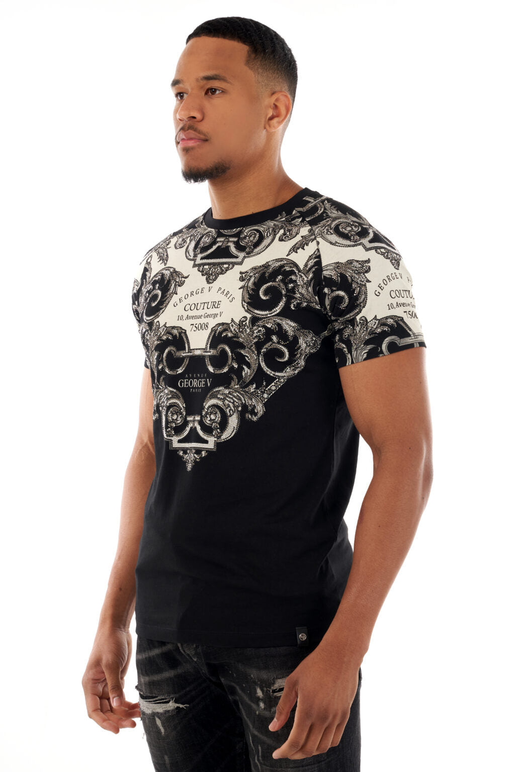 George V T-Shirt - GV BAROQUE - BLACK - GV2512