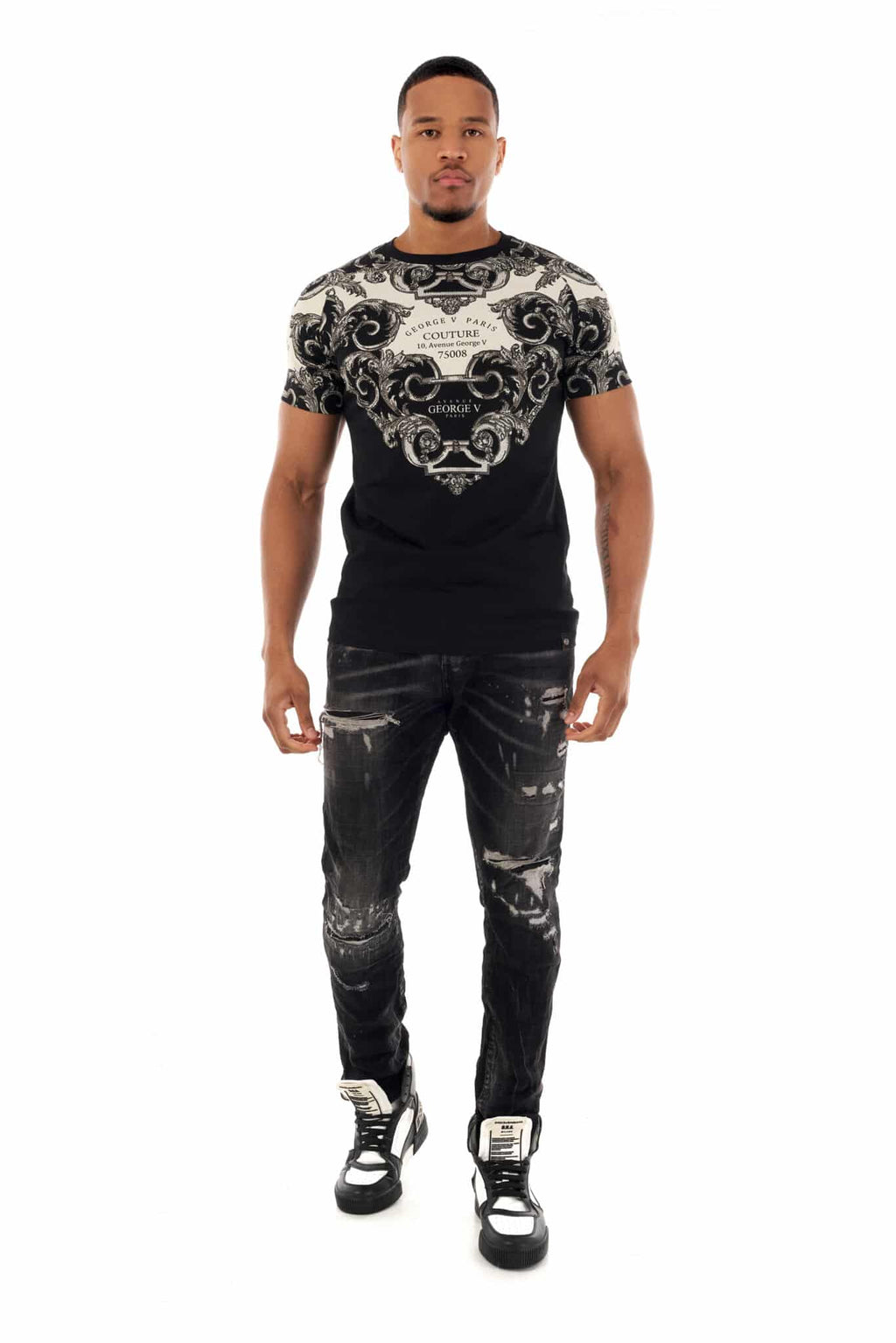 George V T-Shirt - GV BAROQUE - BLACK - GV2512
