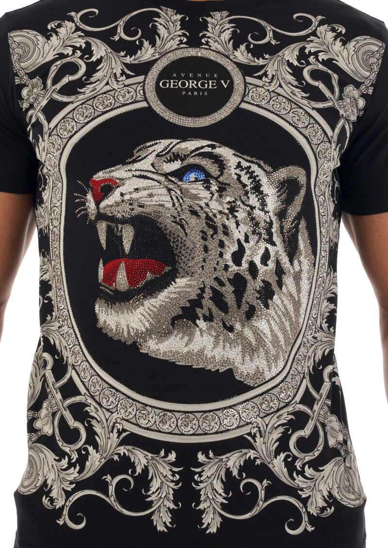 George V T-Shirt - GV WHITE PANTHER - BLACK - GV2515