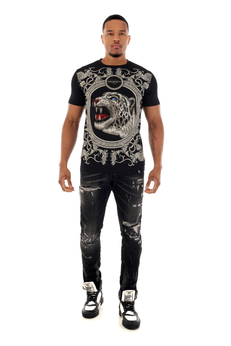George V T-Shirt - GV WHITE PANTHER - BLACK - GV2515