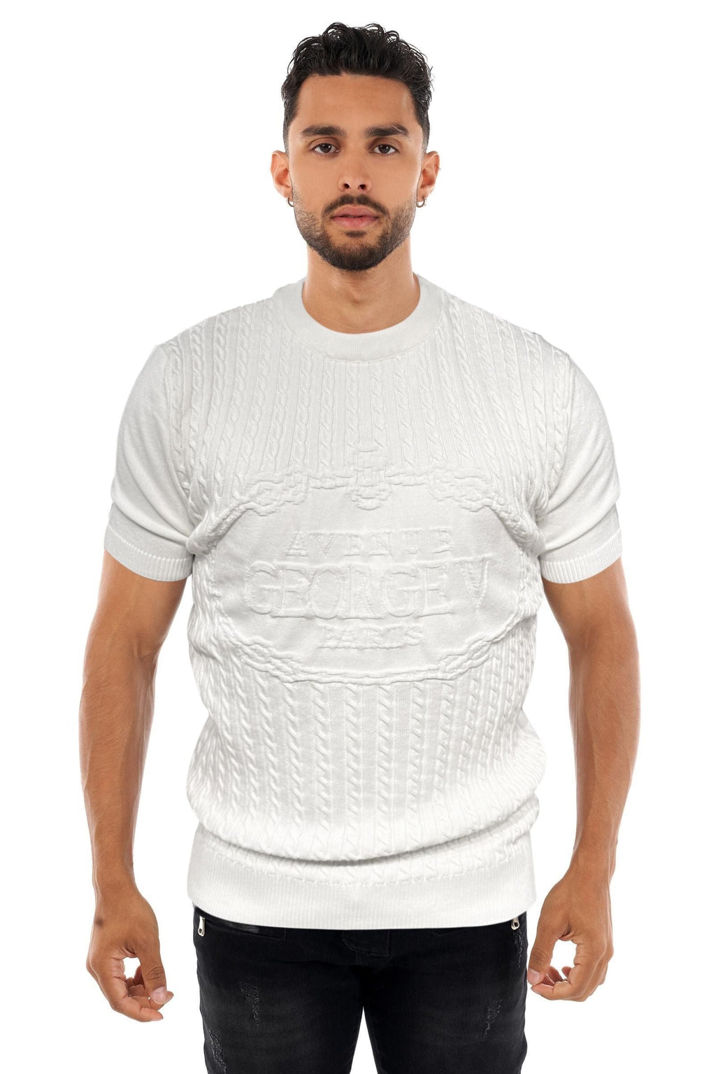 George V T-Shirt - Men's Knitted T-shirt - White - GV-2904