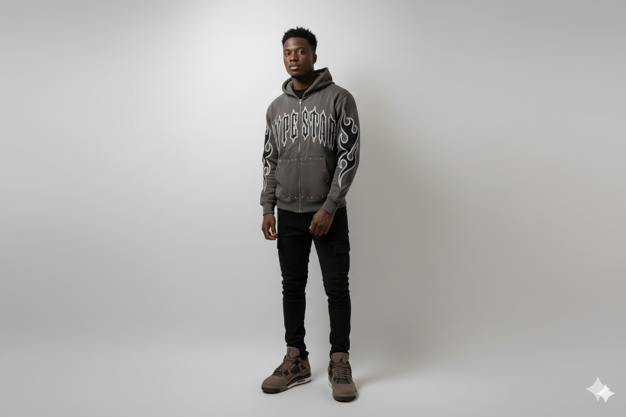 Hype Star Hoodie- The Essential - Cave Stone - HS996