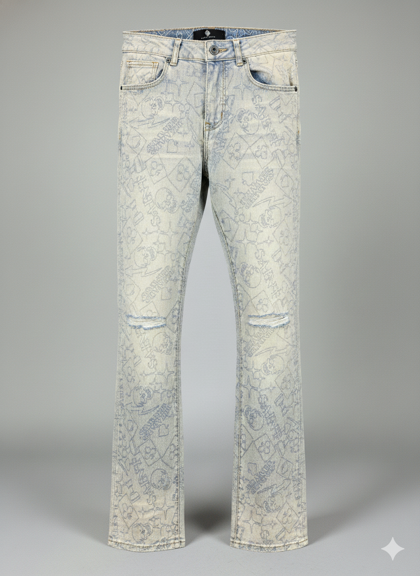 Focus Jeans - All Over Graphic EMB - Vintage - 2505C