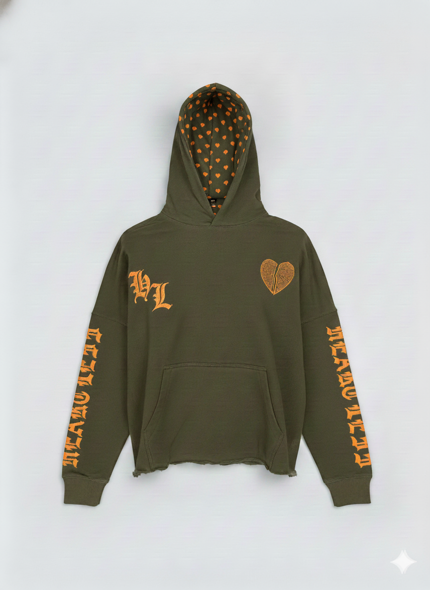 Focus Hoodie - Heartless Cropped - Olive - 80559H