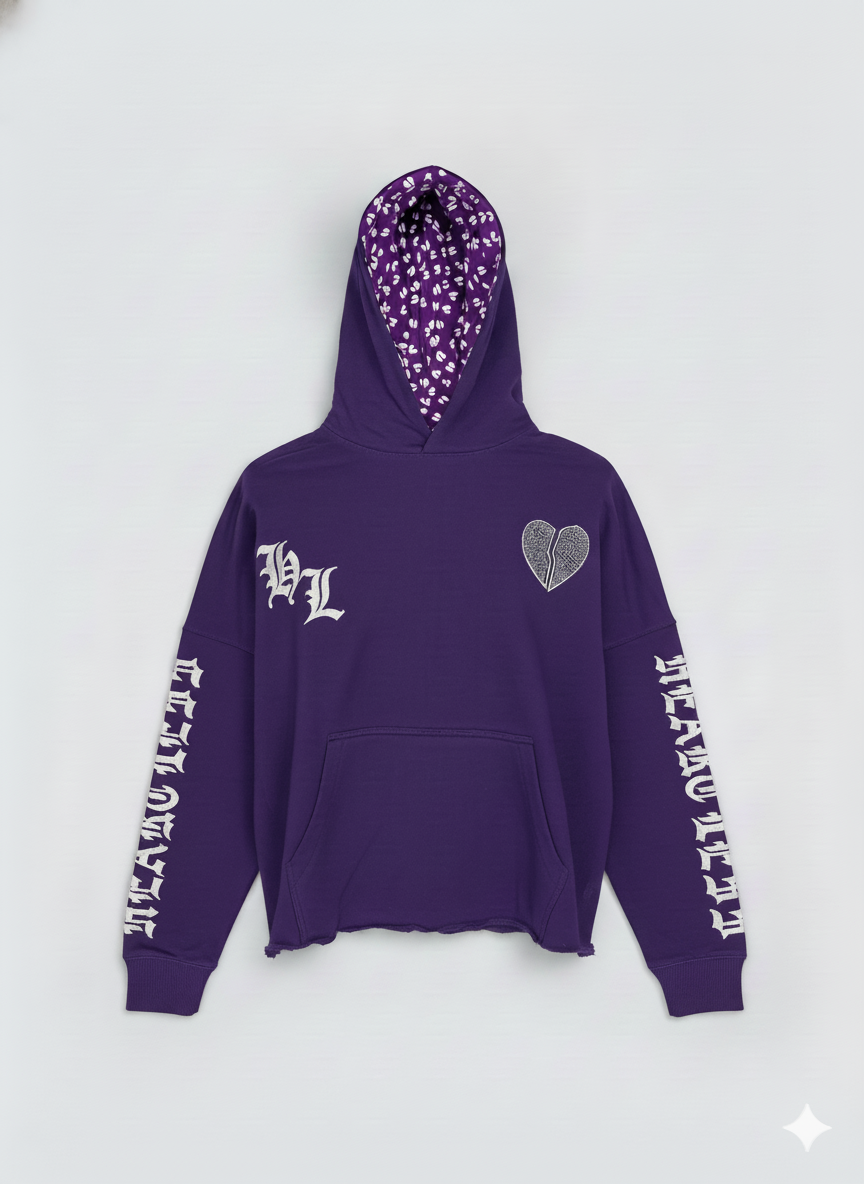 Focus Hoodie - Heartless Cropped - Purple - 80559H