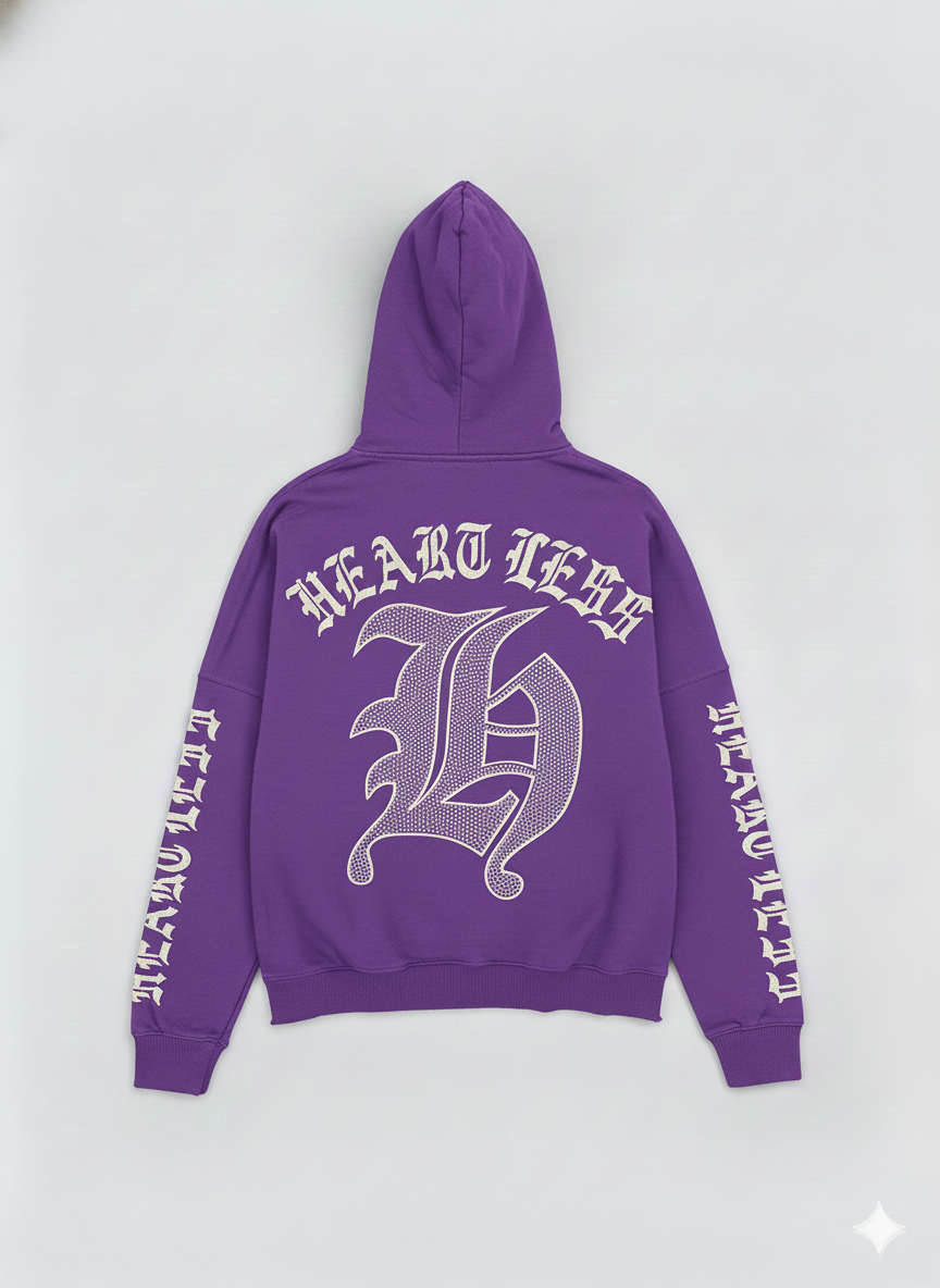 Focus Hoodie - Heartless Cropped - Purple - 80559H
