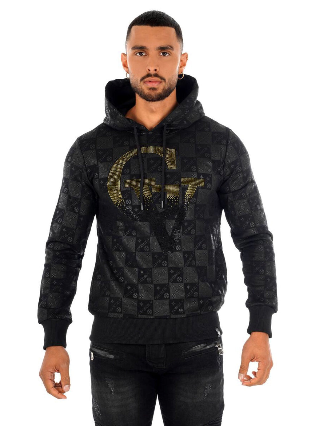 George V Hoodie - GV Logo - Black And Gold - GV2084