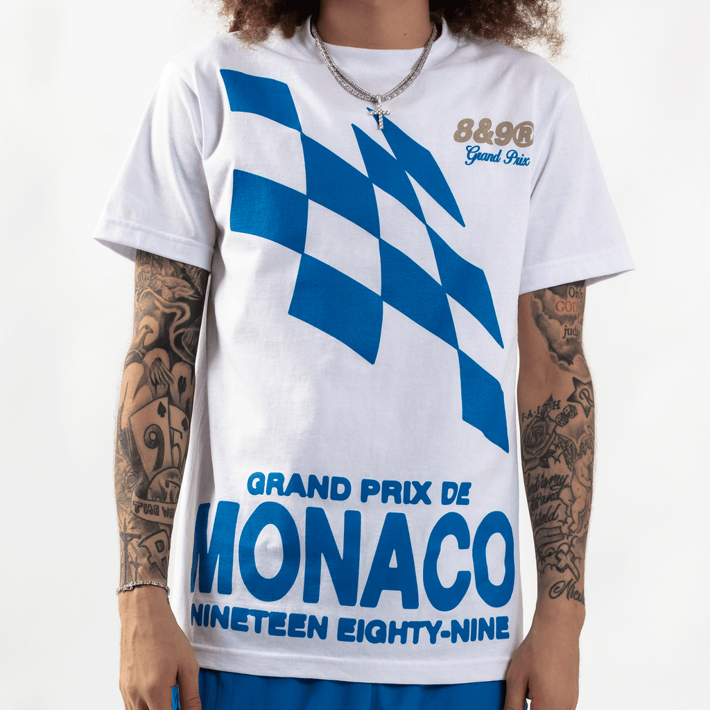 8&9 T-Shirt - Grand Prix - White Royal Blue