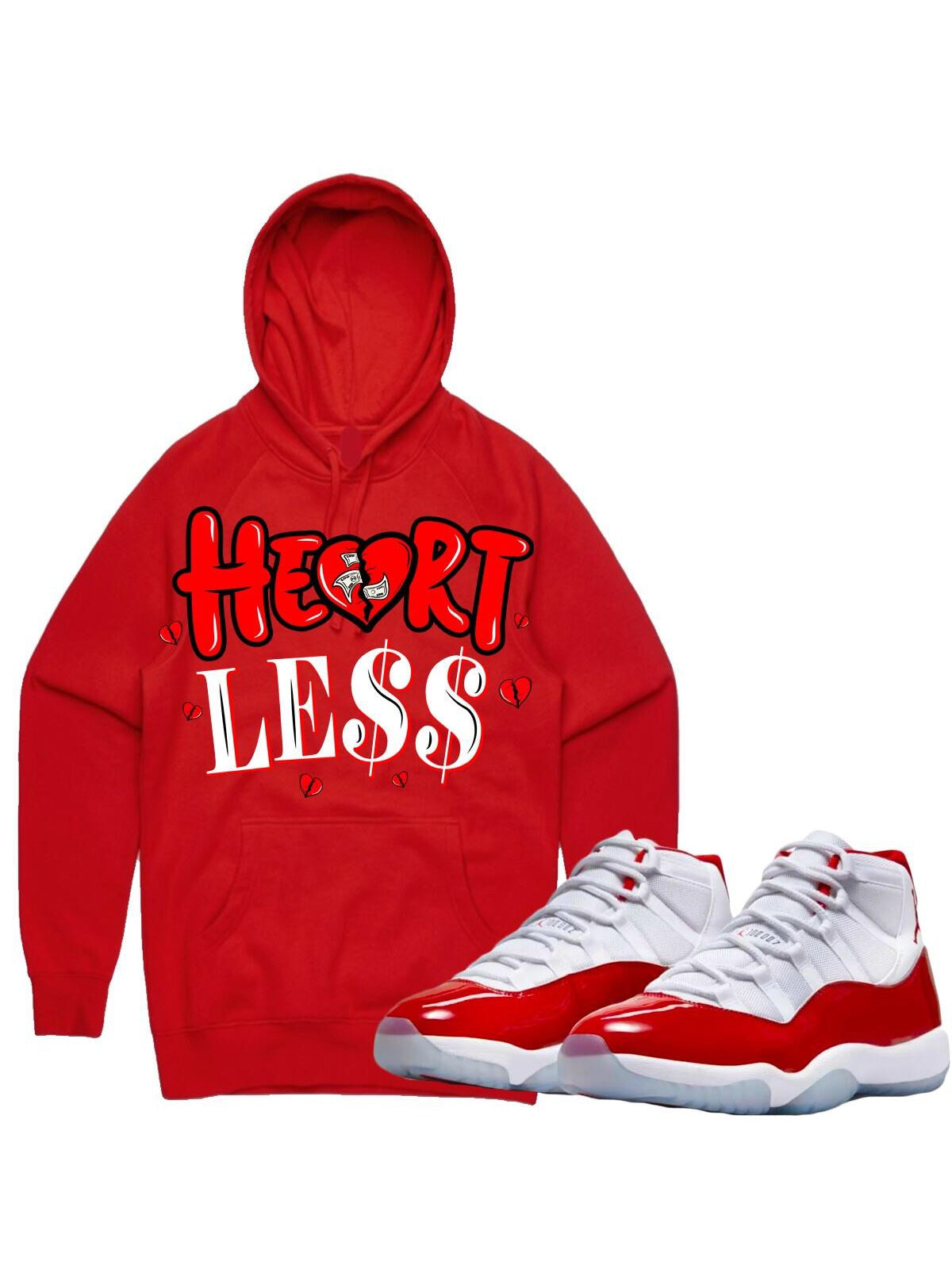 Pg Apparel Hoodie - Heartless - Red With White - HL400