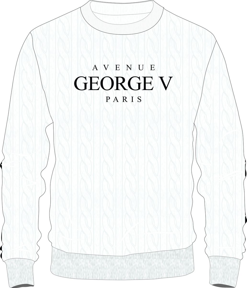 George V Sweater - Knit Logo - White - GV-116