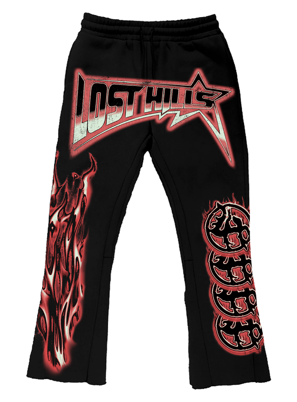 Lost Hills Sweatpants - Dynamo Thoughts - Black And Red - LH4008
