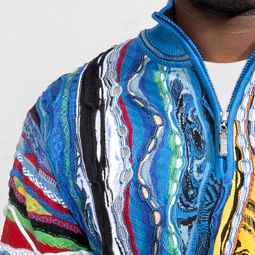 Coogi Sweater - Byron Quarter Zip - Blue And Multi - C23106