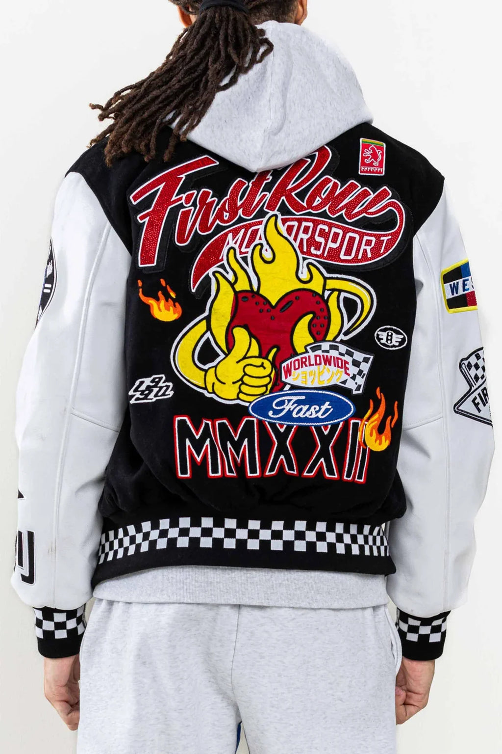 First Row Jacket - Crystal Sotne Motor Sport Varsity - Black - FRJ0053