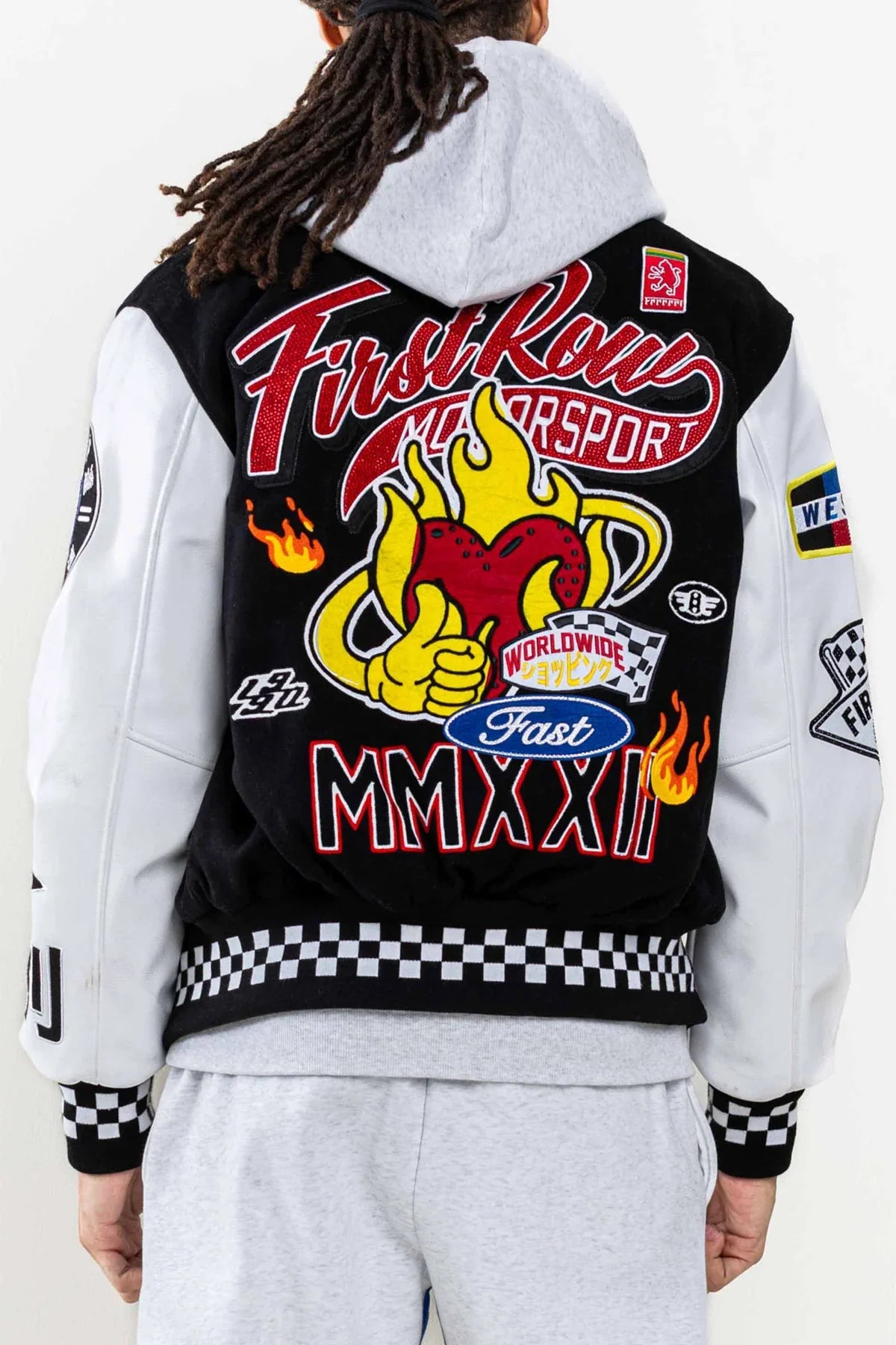 First Row Jacket - Crystal Sotne Motor Sport Varsity - Black - FRJ0053