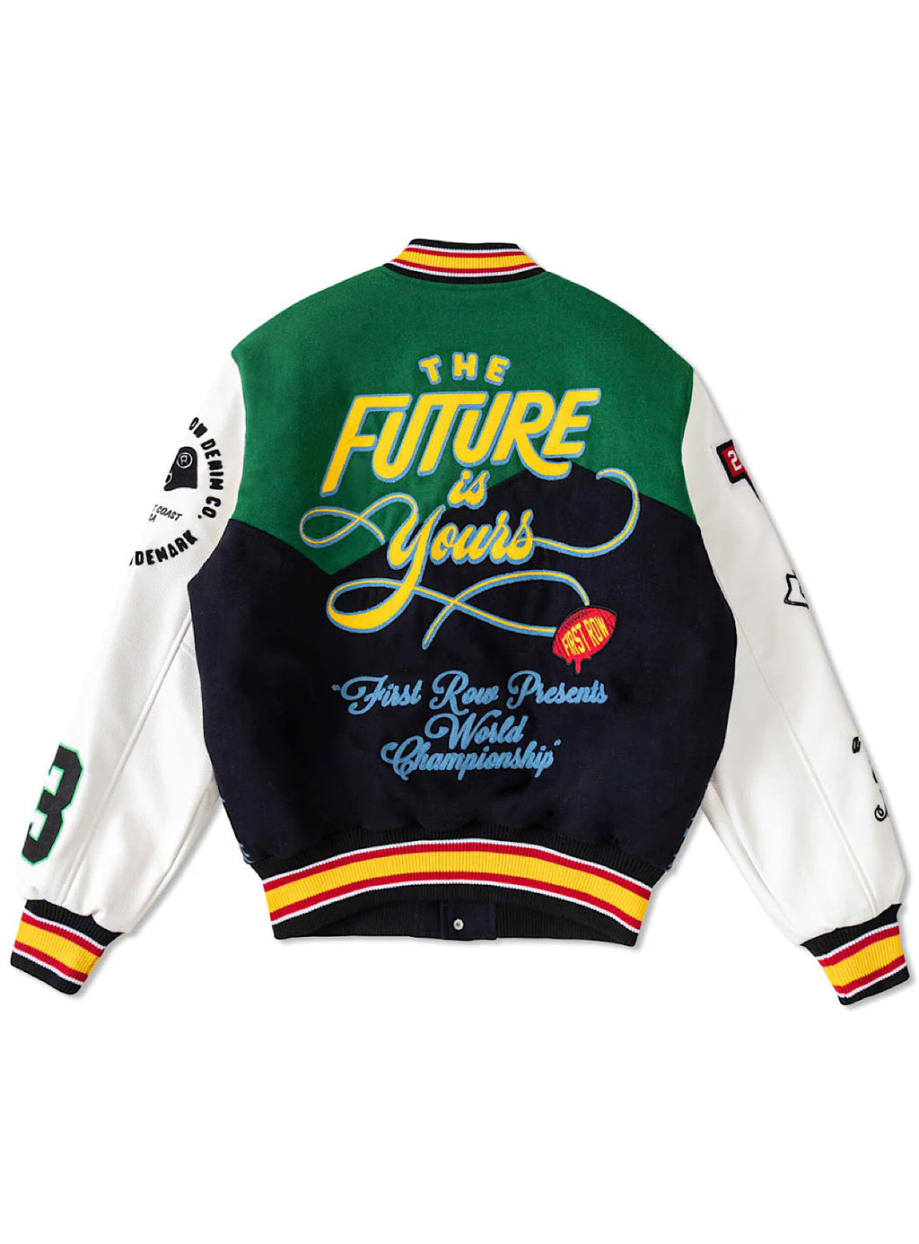 First Row Jacket - The Future Is Yours Varsity - Green And Red - FRJ0049