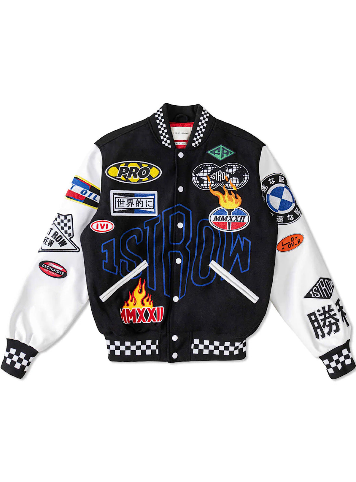 First Row Jacket - Crystal Sotne Motor Sport Varsity - Black - FRJ0053