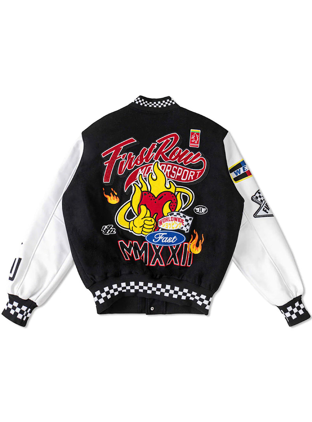 First Row Jacket - Crystal Sotne Motor Sport Varsity - Black - FRJ0053