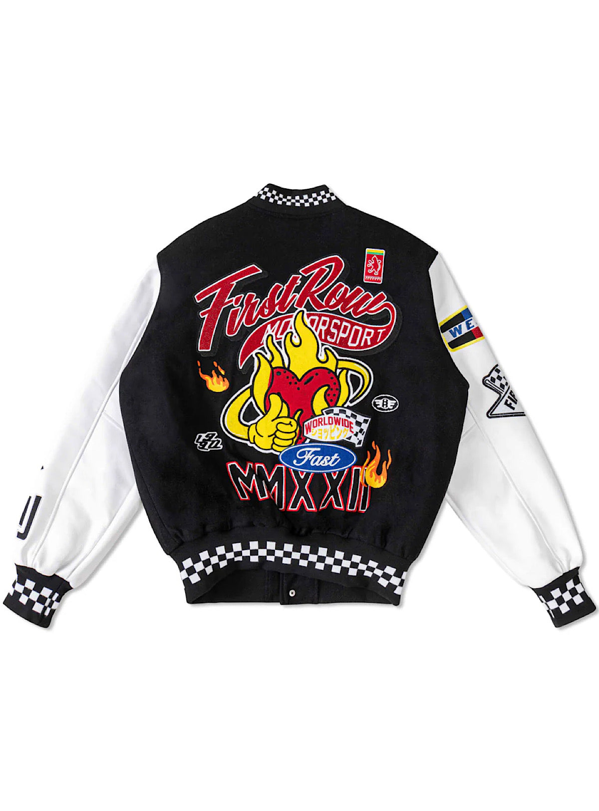 First Row Jacket - Crystal Sotne Motor Sport Varsity - Black - FRJ0053