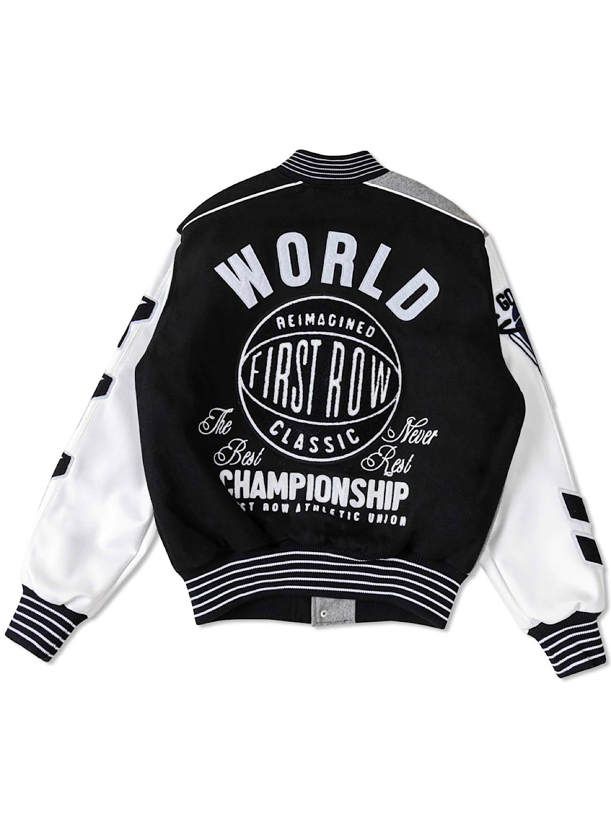 First Row Jacket - The Best Never Rest Varsity - Black And Grey - FRJ0050