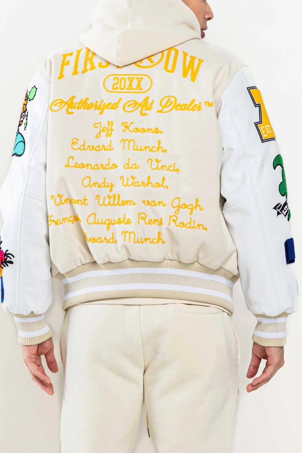 First Row Jacket - Art Dealer Graphic Varsity - Cream - FRJ0045