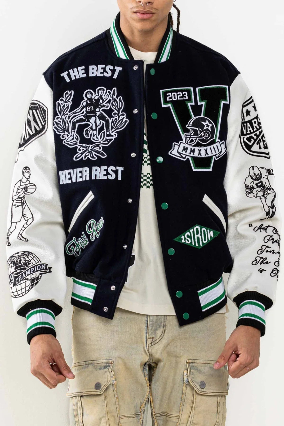First Row Jacket - All Field The Best Never Rest Varsity - Navy - FRJ0041