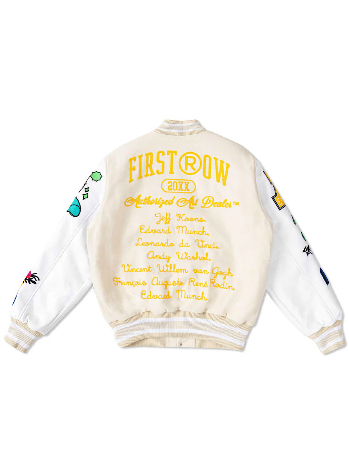 First Row Jacket - Art Dealer Graphic Varsity - Cream - FRJ0045